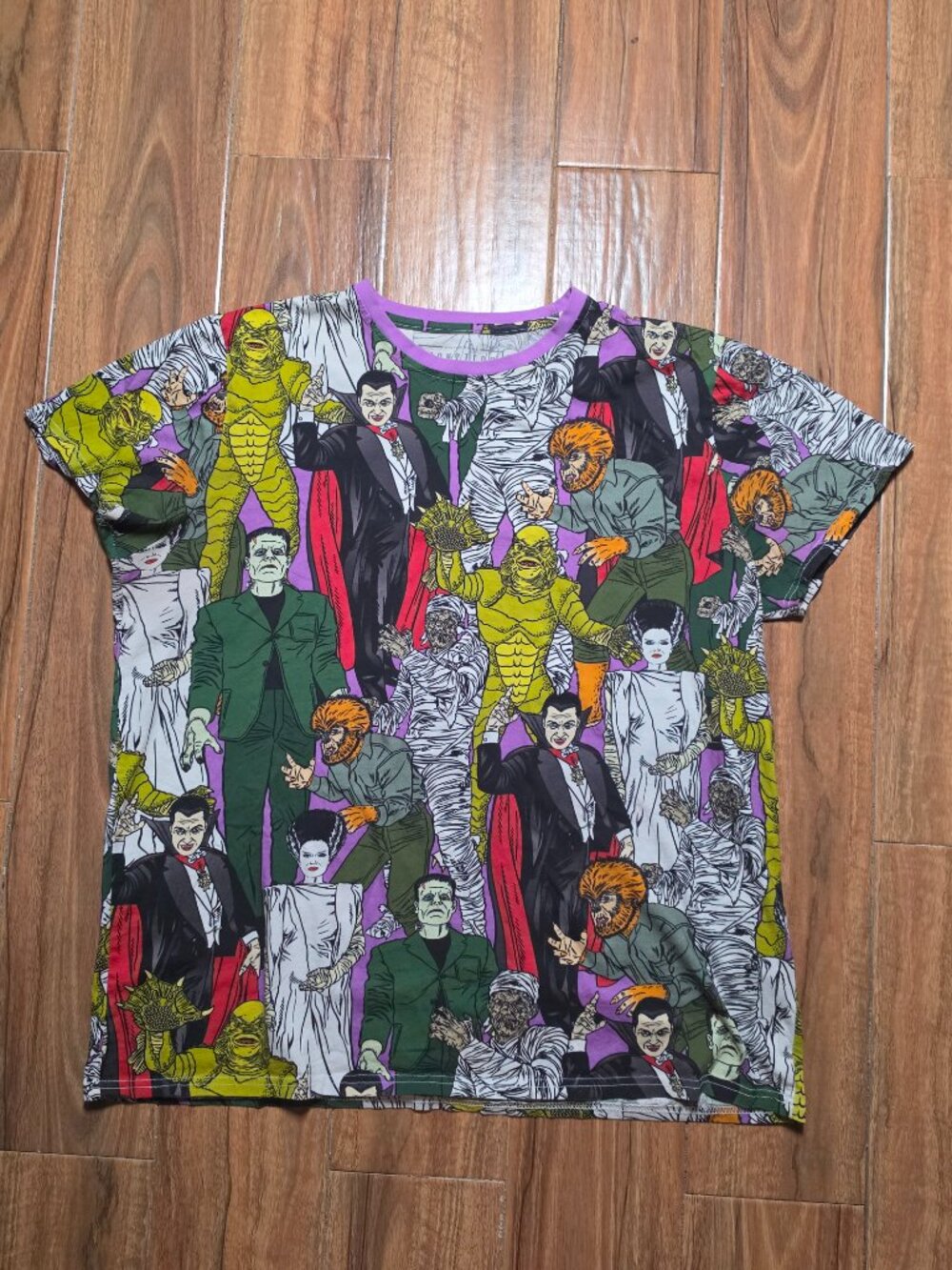 Cakeworthy Universal Monsters AOP graphic short sleeve ringer t-shirt